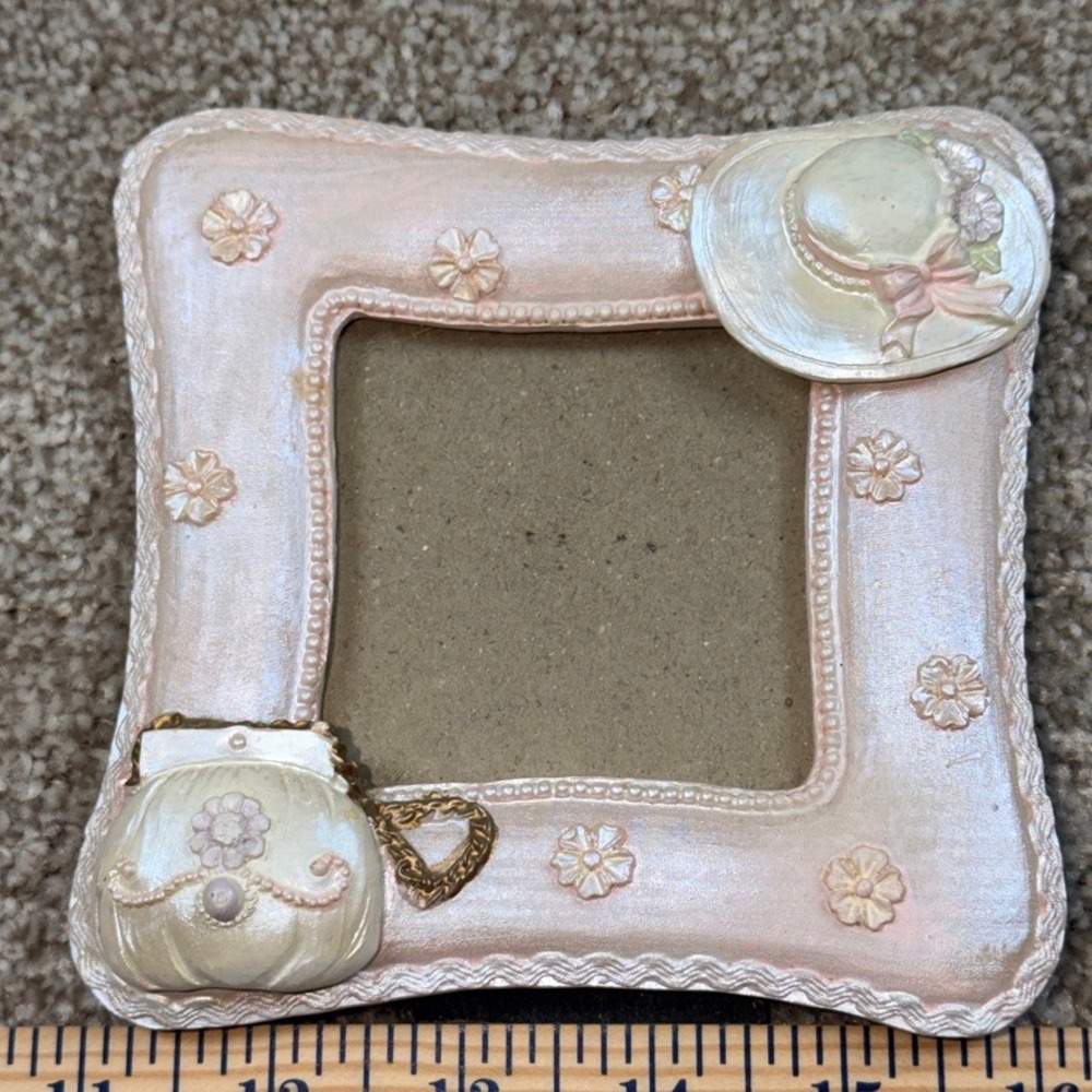 Greenbrier International Pink Pearlescent 3D Purse & Hat Photo Frame 4.5x4.5